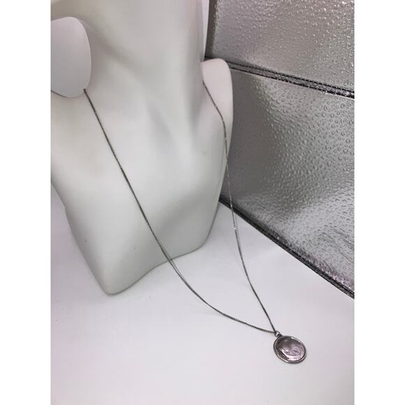 Silver-Tone Hammered Round with Edge Pendant 24.25" Necklace! - Picture 9 of 13